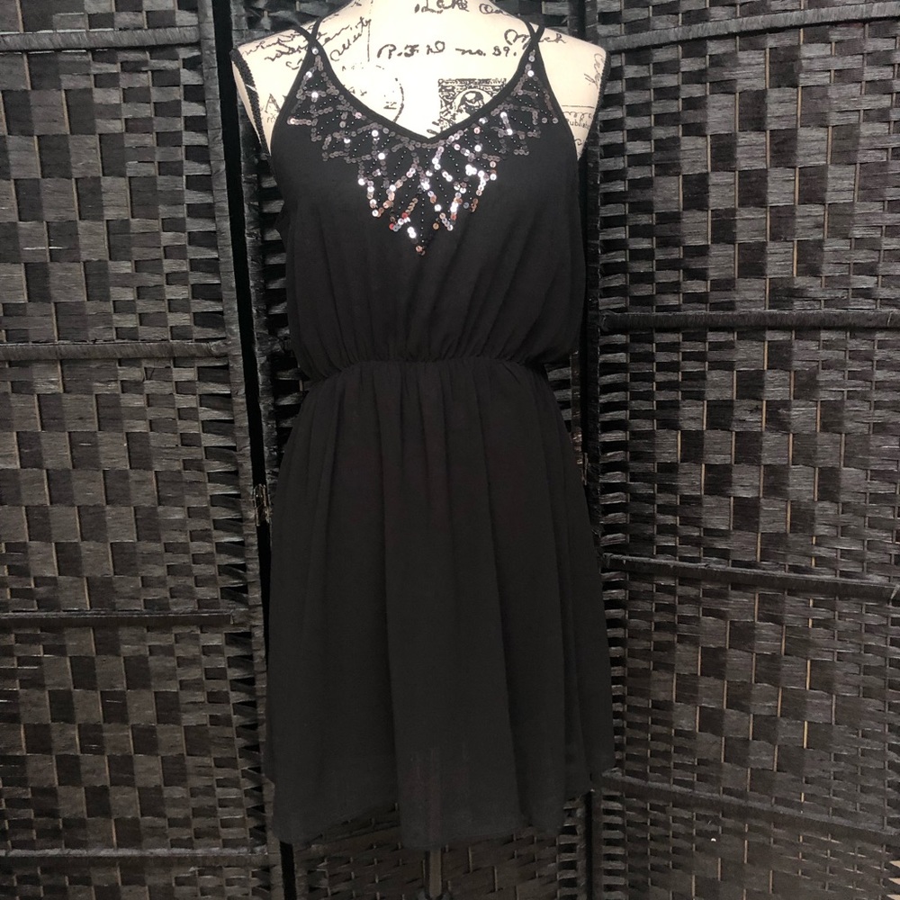 Star Style Black Sequin Party Dress Sz M